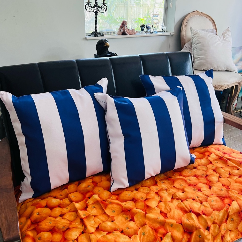 Blue and White Coastal Accent Pillows set of three goin cheap